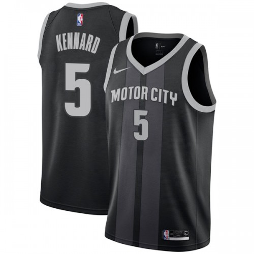 Men's Detroit Pistons #5 Luke Kennard Black Stitched Jersey